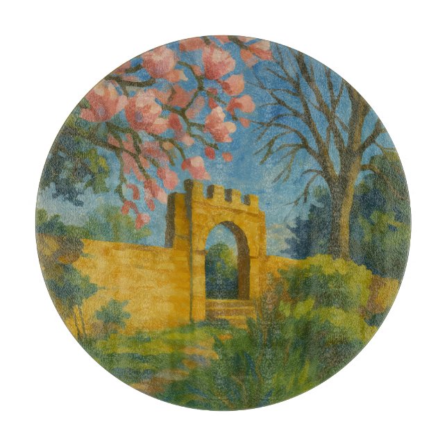 Blossom Gate – Enchanted Garden Painting Cutting Board (Front)