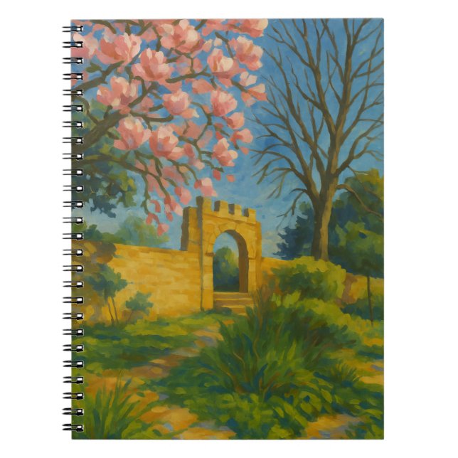 Blossom Gate – Enchanted Garden Painting Notebook (Front)