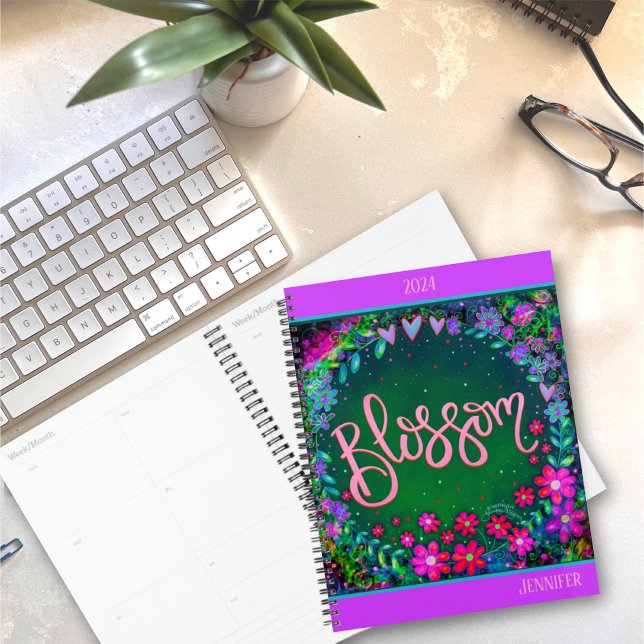 Blossom Inspiring Green Floral Personalised Fun Planner (Creator Uploaded)