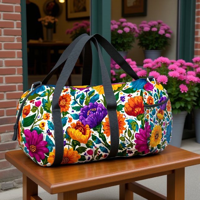Blossom Journey Floral Pattern Duffle Bag (Creator Uploaded)