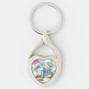 Blossom Lane Blue Cottage Garden Key Ring