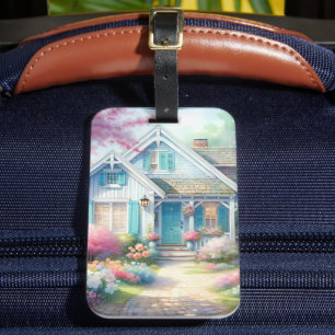 Blossom Lane Blue Cottage Garden Luggage Tag