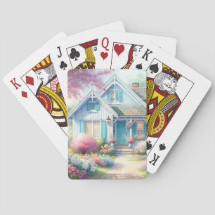 Blossom Lane Blue Cottage Garden Playing Cards