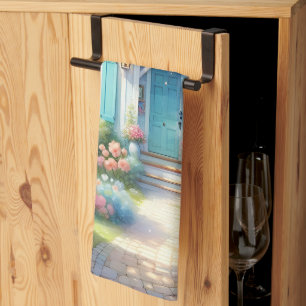 Blossom Lane Blue Cottage Garden Tea Towel