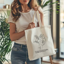 Blossom Line Art Woman Head Black Minimalist Chic