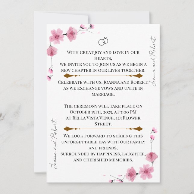 Blossom Love Wedding Invitation (Front)