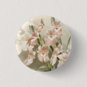 Blossom Orchids Vintage Art Painting 3 Cm Round Badge