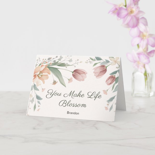Blossom Personalised Mother's Day Greeting Card (Orchid)