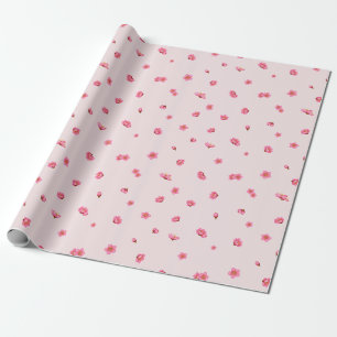 Blossom Pink Red Plum Blossom Floral Pattern Wrapping Paper