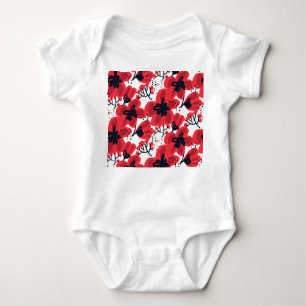 Blossom Red: Abstract Hand-Drawn Pattern. Baby Bodysuit
