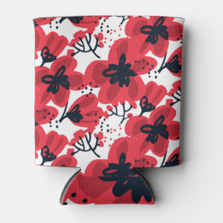 Blossom Red: Abstract Hand-Drawn Pattern. Can Cooler