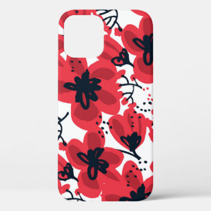 Blossom Red: Abstract Hand-Drawn Pattern. iPhone 12 Case