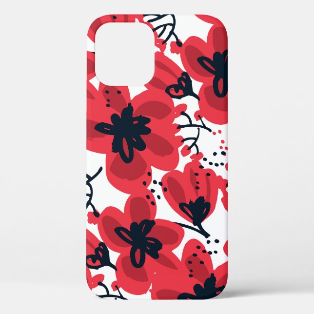 Blossom Red: Abstract Hand-Drawn Pattern. Case-Mate iPhone Case (Back)