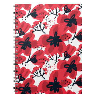 Blossom Red: Abstract Hand-Drawn Pattern. Notebook