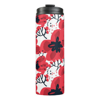 Blossom Red: Abstract Hand-Drawn Pattern. Thermal Tumbler