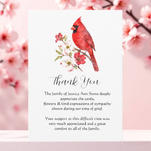 Blossom Red Cardinal Bird Floral Funeral Death Invitation