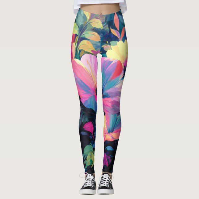Blossom Rush Spring Floral Garden Leggings (Front)