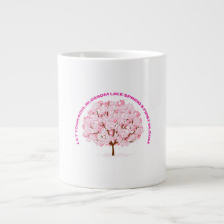 Blossom Serenity  Pink Floral Tree Art Large Coffee Mug