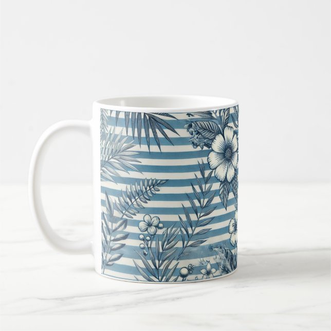 Blossom Stripes Design Coffee Mug (Left)