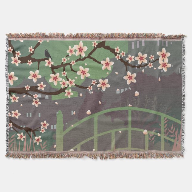 Blossom Sundown Throw Blanket (Front)