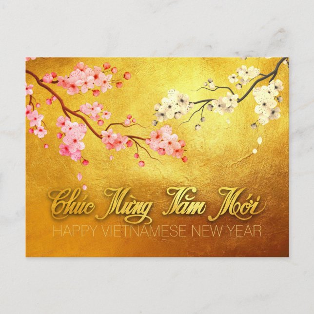 Blossom Tet Hoa Anh Dao Vietnamese New Year HHP Invitation Postcard (Front)