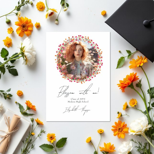 Blossom with Me Wildflower Graduation Photo Announcement (Blossom with Me Wildflower Graduation Photo Announcement)