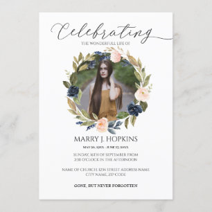 Blossom Wreath Photo Celebration of Life Invitation