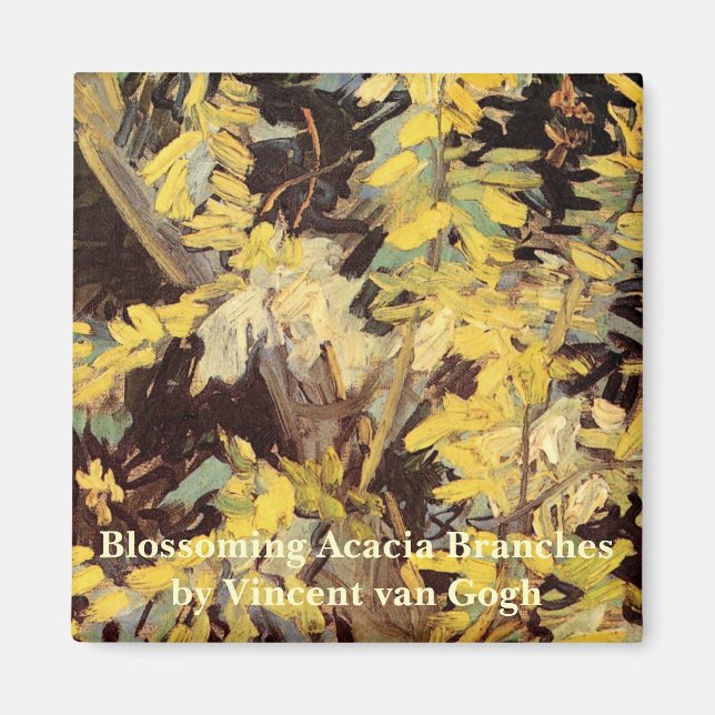 Blossoming Acacia Branches by Vincent van Gogh Magnet (Front)