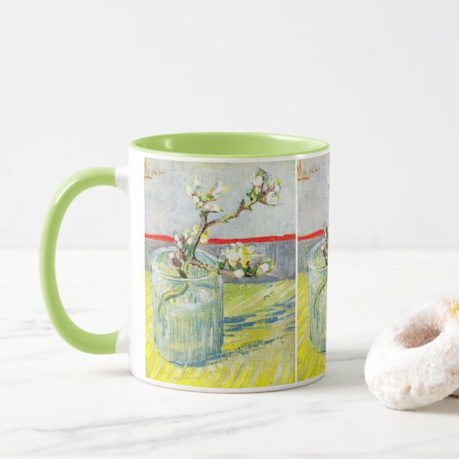 Blossoming Almond Branch by Vincent van Gogh Mug (With Donut)