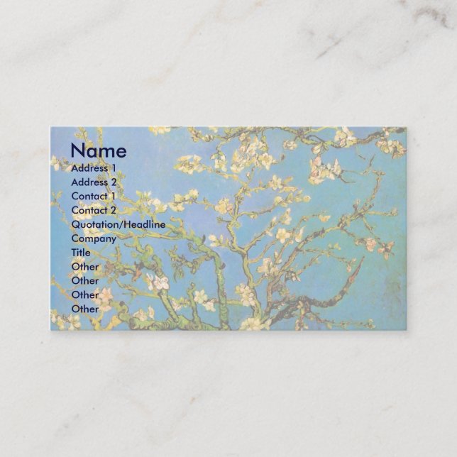 Blossoming Almond Tree by Vincent van Gogh Business Card (Front)