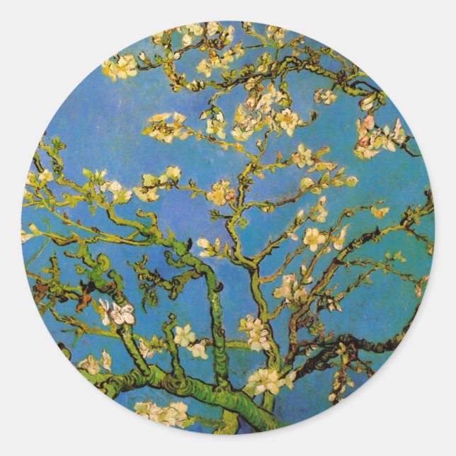 Blossoming Almond Tree by Vincent van Gogh Classic Round Sticker (Front)