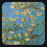 Blossoming Almond Tree by Vincent van Gogh Square Sticker<br><div class="desc">Blossoming Almond Tree (1890) by Van Gogh is a vintage post impressionism fine art floral still life painting. A branch from an almond tree in bloom in a spring garden with the blue sky in the background. Beautiful blooming white flowers. About the artist: Vincent Willem van Gogh (1853-1890) was a...</div>