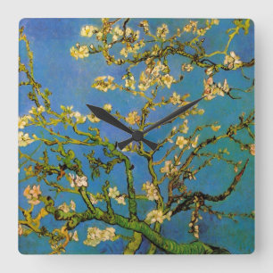 Blossoming Almond Tree by Vincent van Gogh Square Wall Clock