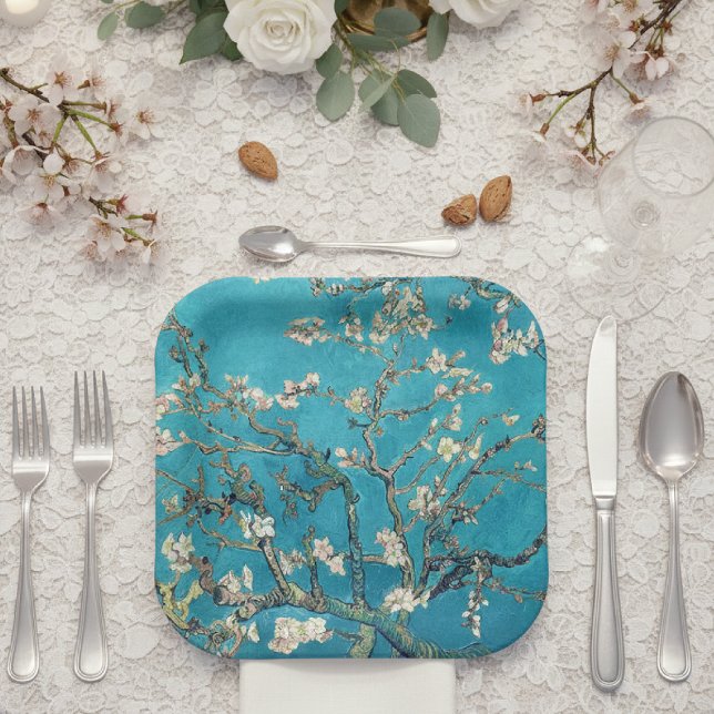 Blossoming Almond Tree Floral Vincent Van Gogh Paper Plate (Creator Uploaded)