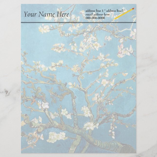 Blossoming Almond Tree, Van Gogh. Letterhead Template (Front)