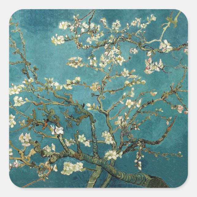 Blossoming Almond Tree - Van Gogh Square Sticker (Front)