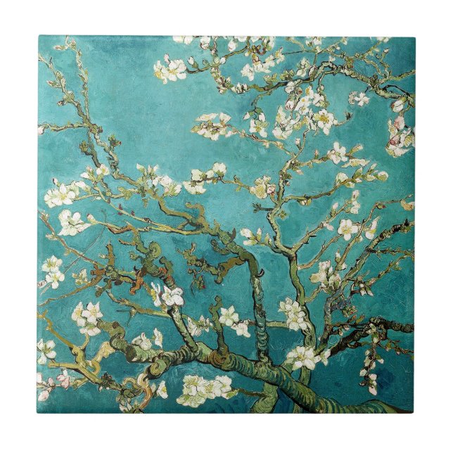 Blossoming Almond Tree Vincent Van Gogh Tile (Front)