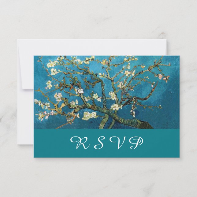 Blossoming Almond Tree wedding RSVP card (Front)