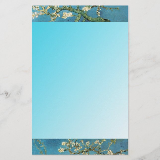 blossoming almond trees, Van Gogh Stationery (Front)