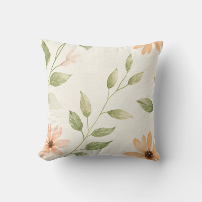 "Blossoming Beauty – Floral Pattern Square Pillow" Cushion (Front)