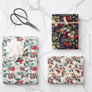 Blossoming Berries Collection: LingonBerry Lullaby Wrapping Paper Sheet