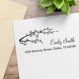 Blossoming Branch Address Rubber Stamp