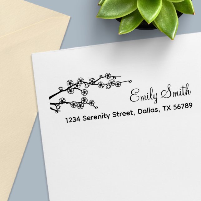 Blossoming Branch Address Self-inking Stamp (Creator Uploaded)