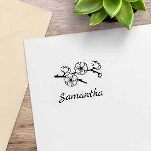 Blossoming Branch Custom Name 1x1 Rubber Stamp