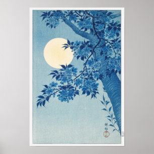 Blossoming Cherry on a Moonlit Night by Ohara Koso Poster