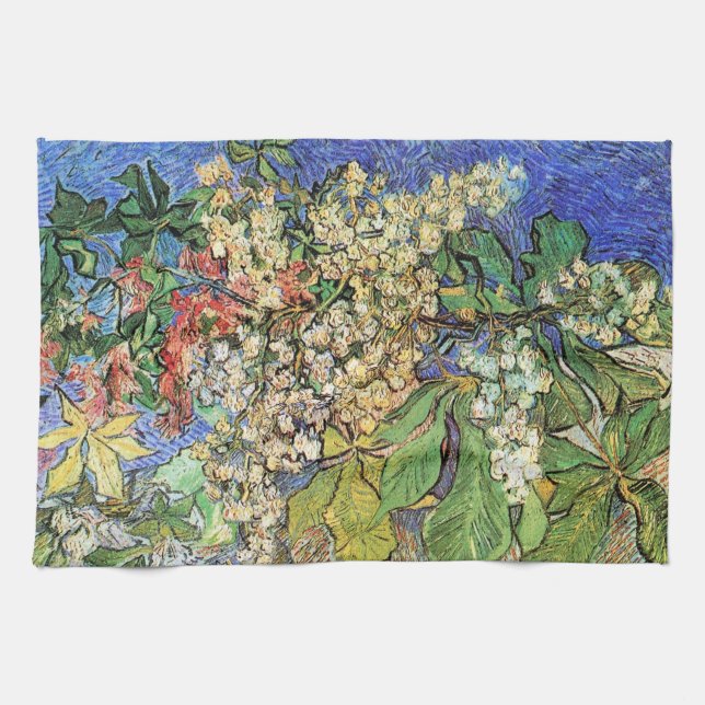 Blossoming Chestnut Branches by Vincent van Gogh Tea Towel (Horizontal)