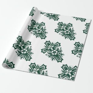 Blossoming Cross Christian Wrapping Paper