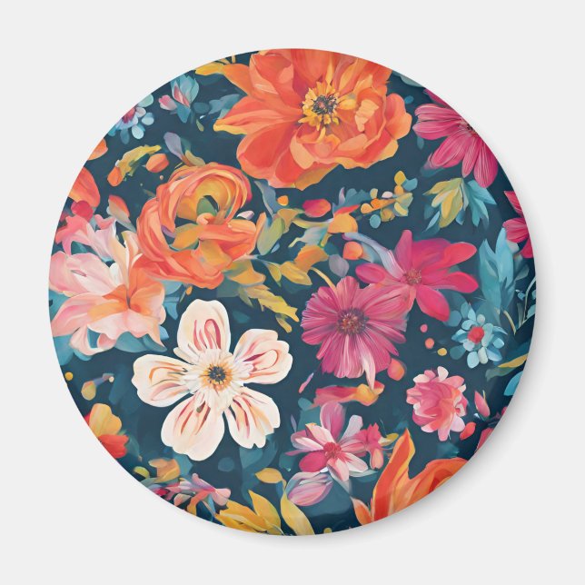 Blossoming Floral Digital Art Collection Magnet (Front)