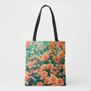 Blossoming flowers in a gardenautumn, background, tote bag