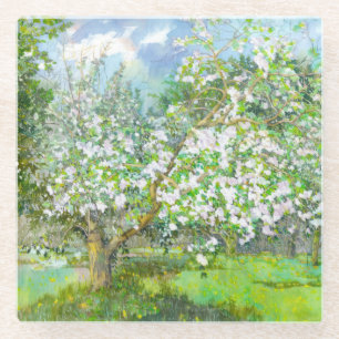 Blossoming garden glass coaster